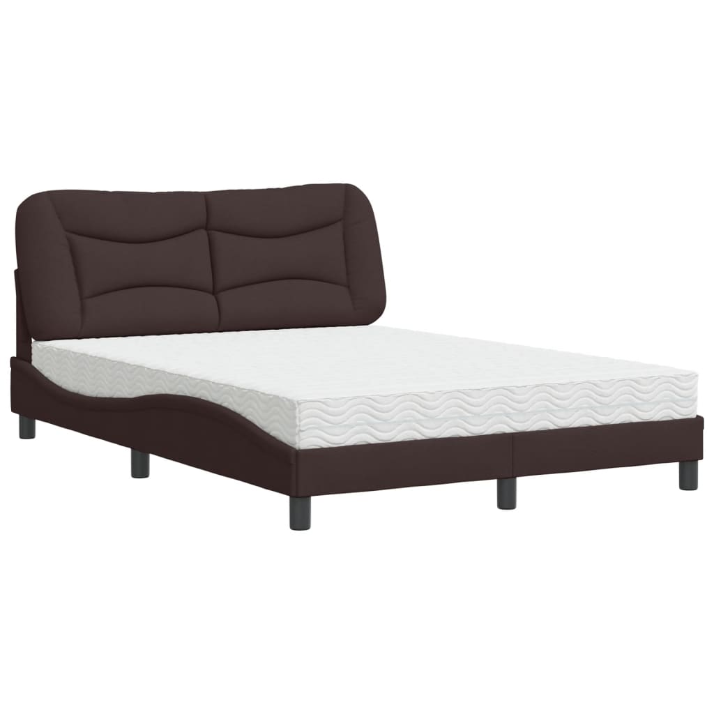 Letto con Materasso Hvar Marrone Scuro 140x190cm Tessuto - homemem39