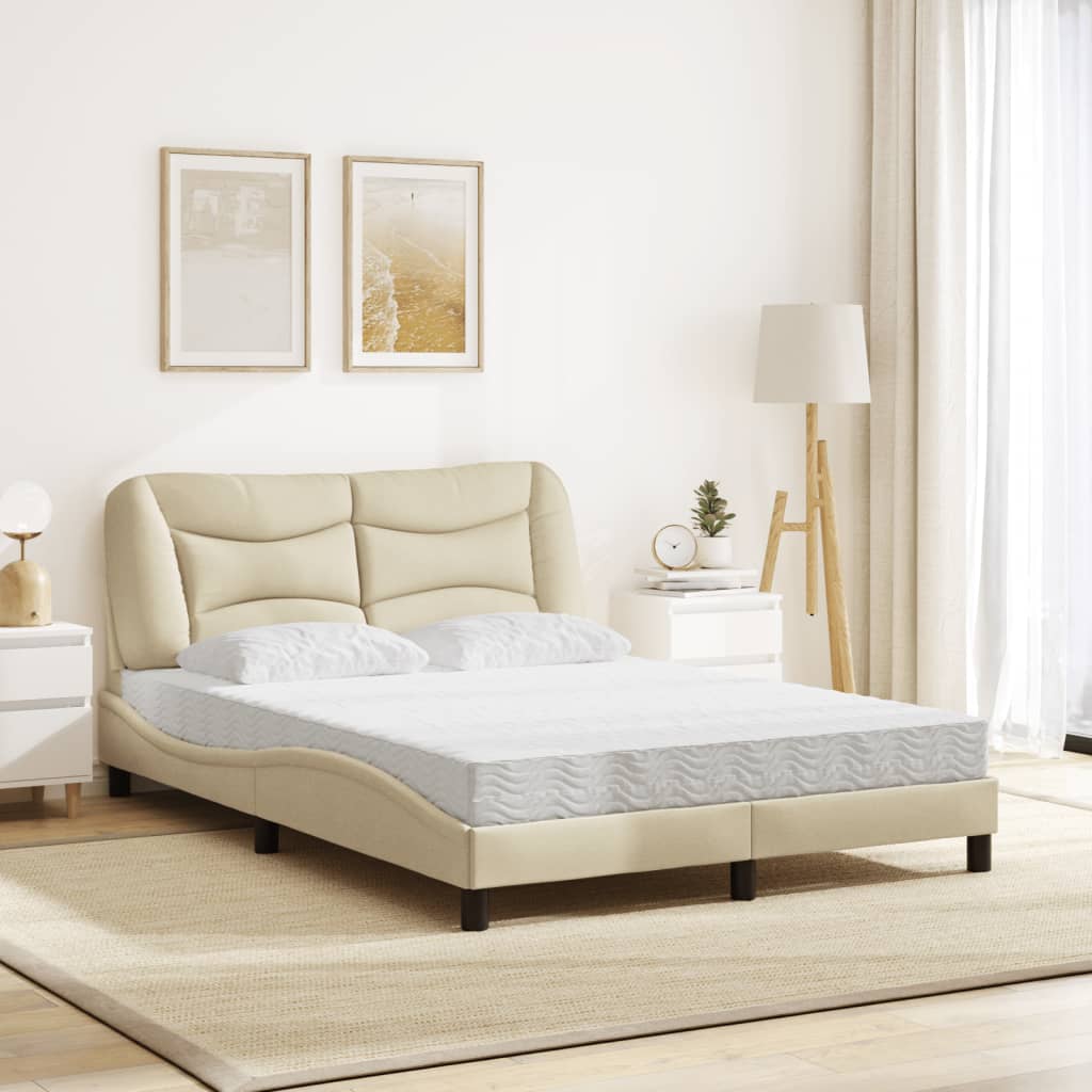 Letto con Materasso Hvar Crema 140x19 cm in Tessuto - homemem39