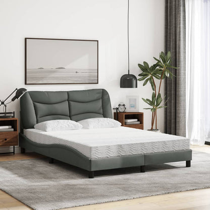 Letto con Materasso Hvar Grigio Scuro 140x200cm Tessuto - homemem39