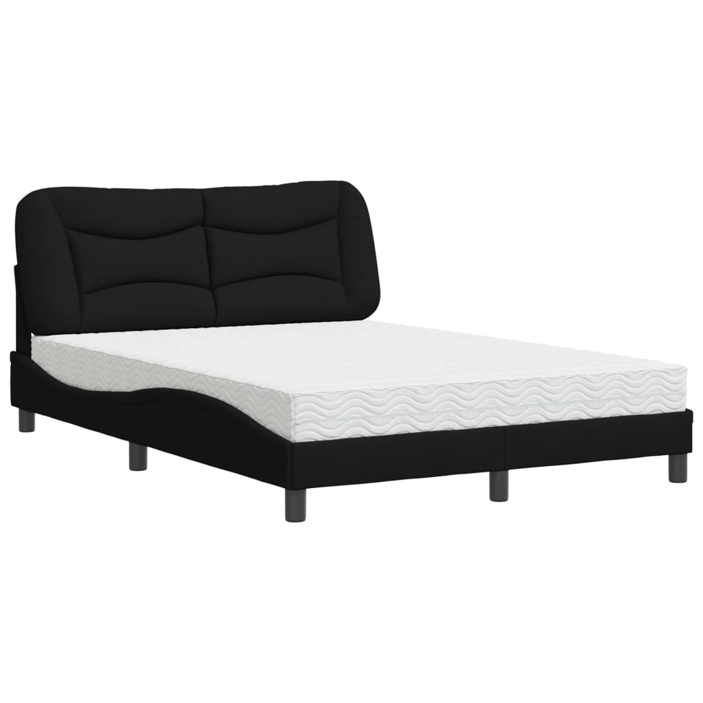 Letto con Materasso Hvar Nero 140x200 cm in Tessuto - homemem39