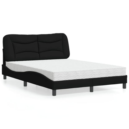 Letto con Materasso Hvar Nero 140x200 cm in Tessuto - homemem39
