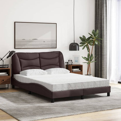 Letto con Materasso Hvar Marrone Scuro 140x200cm Tessuto - homemem39
