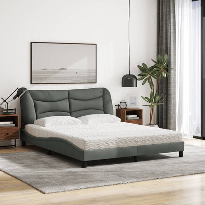 Letto con Materasso Hvar Grigio Scuro 160x200 cm Tessuto - homemem39