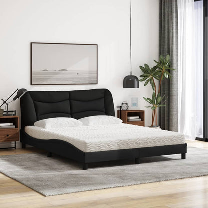 Letto con Materasso Hvar Nero 160x200 cm in Tessuto - homemem39