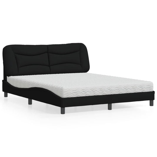 Letto con Materasso Hvar Nero 160x200 cm in Tessuto - homemem39