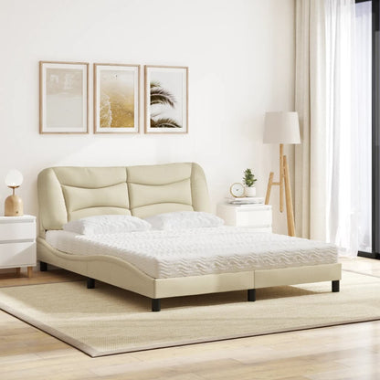 Letto con Materasso Hvar Crema 160x200 cm in Tessuto - homemem39