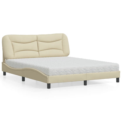 Letto con Materasso Hvar Crema 160x200 cm in Tessuto - homemem39