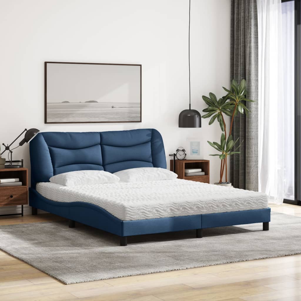 Letto con Materasso Blu 160x200 cm in Tessuto - homemem39