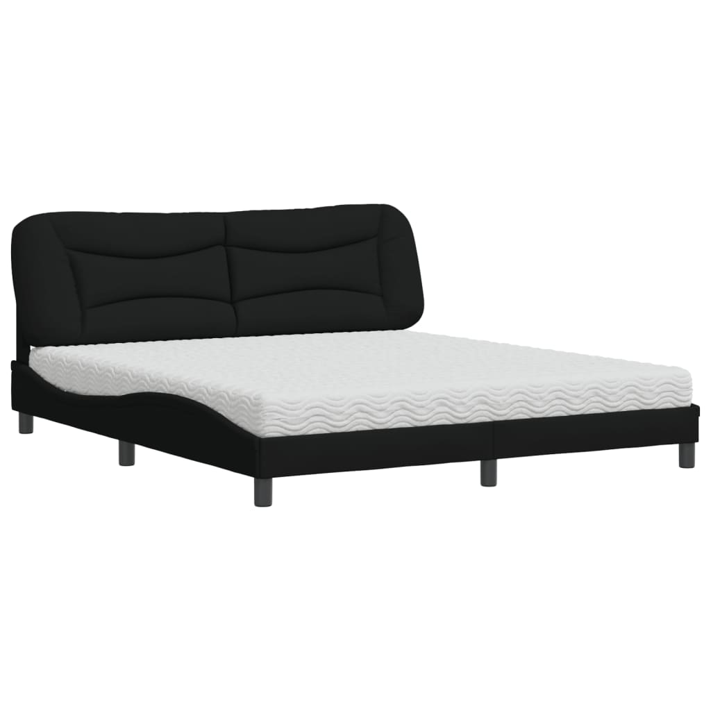 Letto con Materasso Hvar Nero 180x200 cm in Tessuto - homemem39