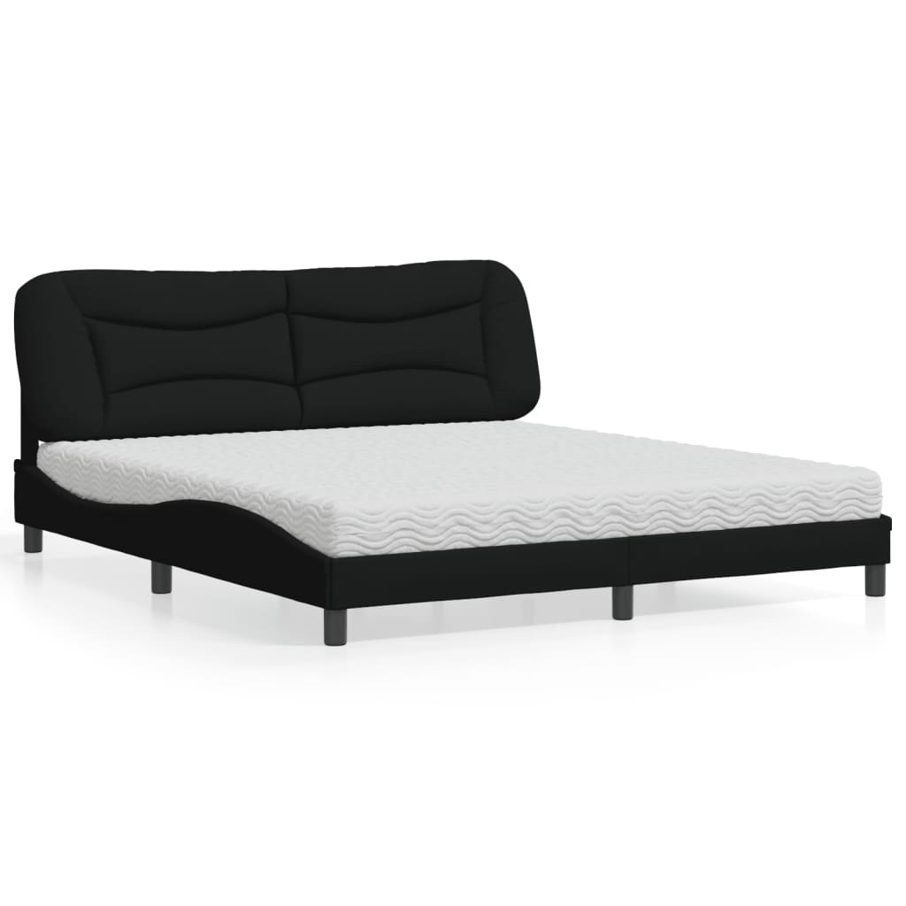Letto con Materasso Hvar Nero 180x200 cm in Tessuto - homemem39