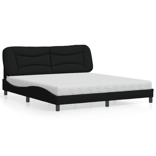 Letto con Materasso Hvar Nero 180x200 cm in Tessuto - homemem39