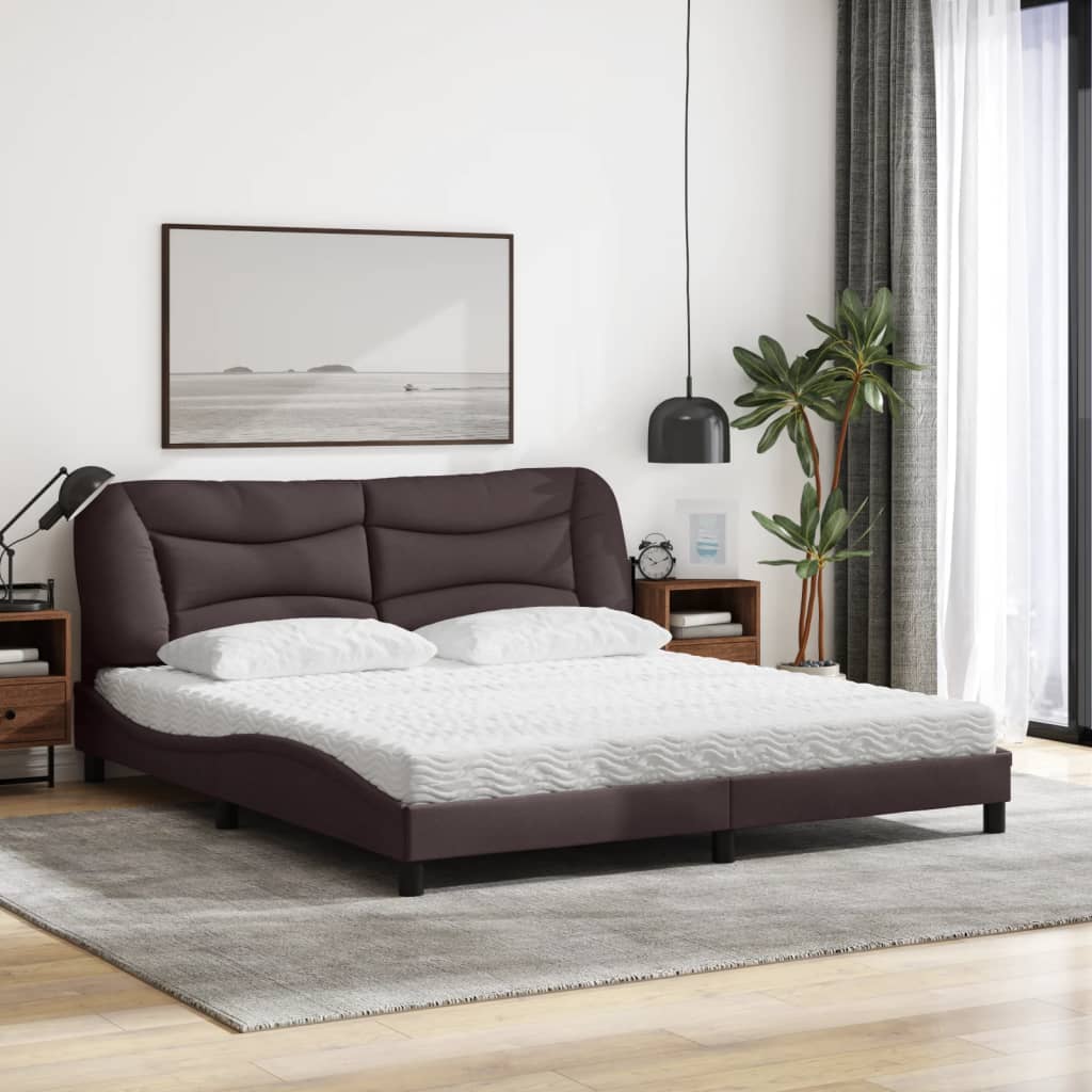 Letto con Materasso Hvar Marrone Scuro 180x200cm Tessuto