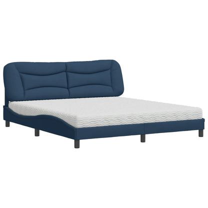 Letto con Materasso Hvar Blu 180x200 cm in Tessuto