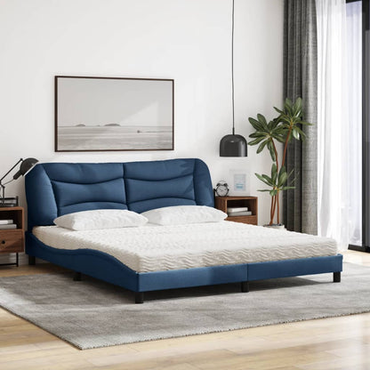 Letto con Materasso Hvar Blu 180x200 cm in Tessuto