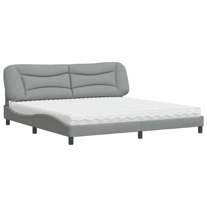Letto con Materasso Hvar Grigio Chiaro 200x200 cm in Tessuto - homemem39