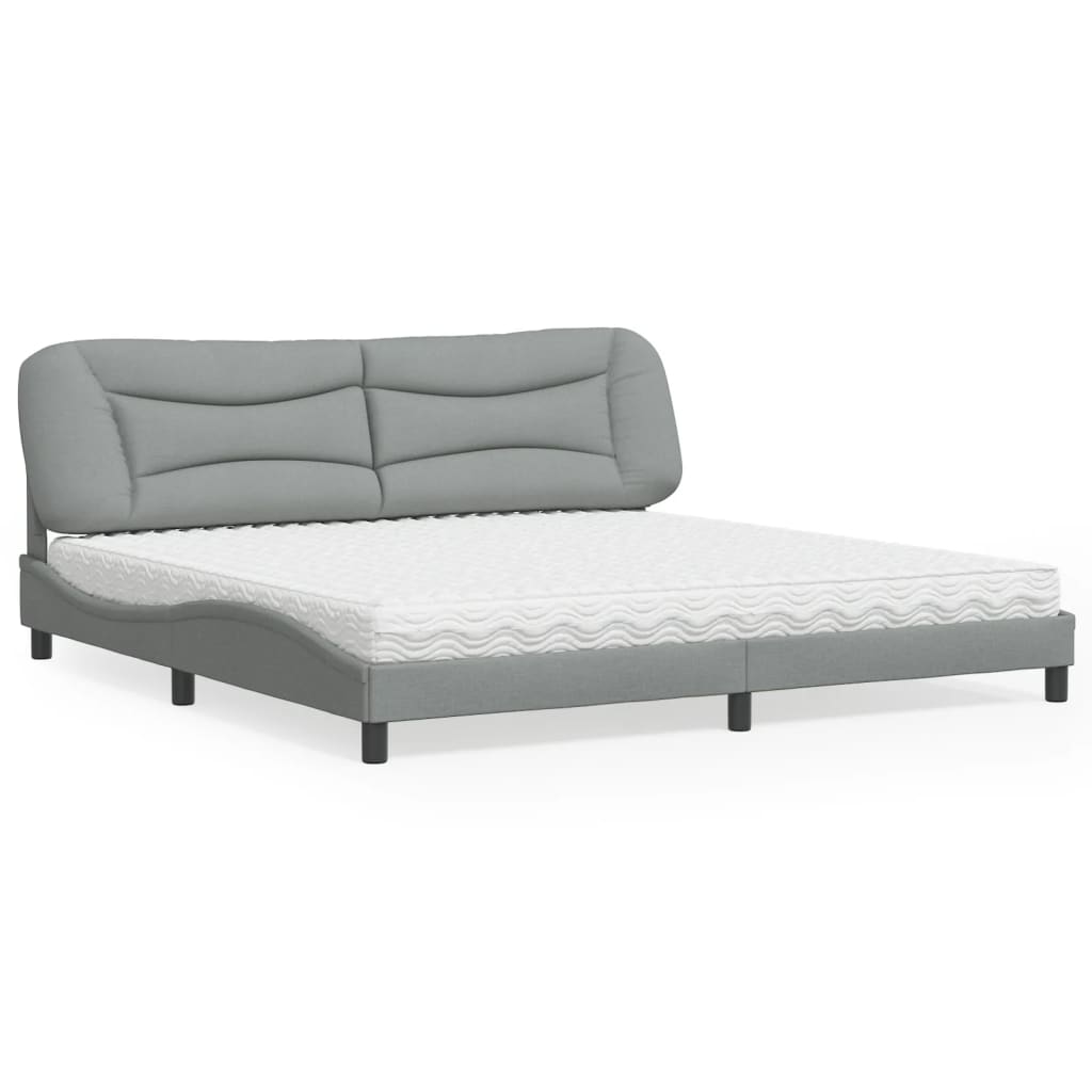 Letto con Materasso Hvar Grigio Chiaro 200x200 cm in Tessuto - homemem39