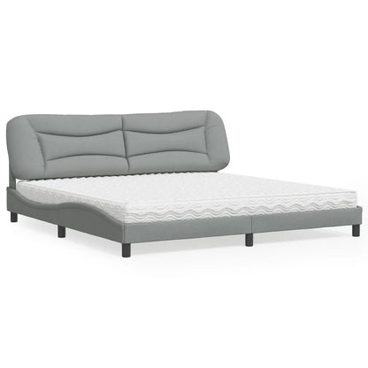 Letto con Materasso Hvar Grigio Chiaro 200x200 cm in Tessuto - homemem39