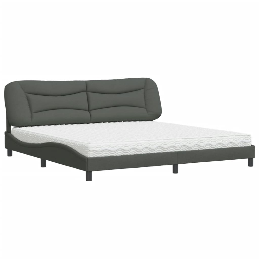 Letto con Materasso Hvar Grigio Scuro 200x200 cm in Tessuto - homemem39