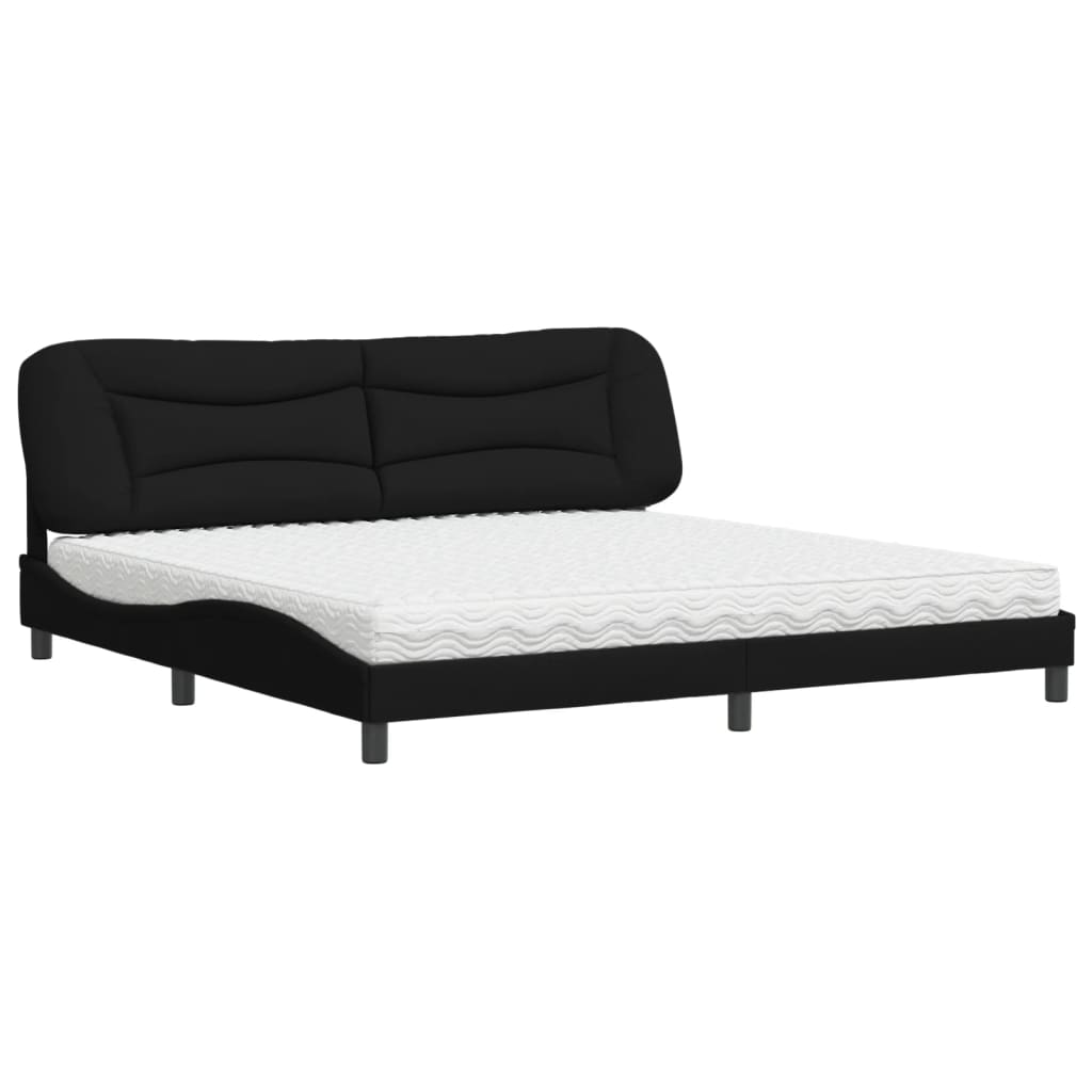 Letto con Materasso Hvar Nero 200x200 cm in Tessuto - homemem39