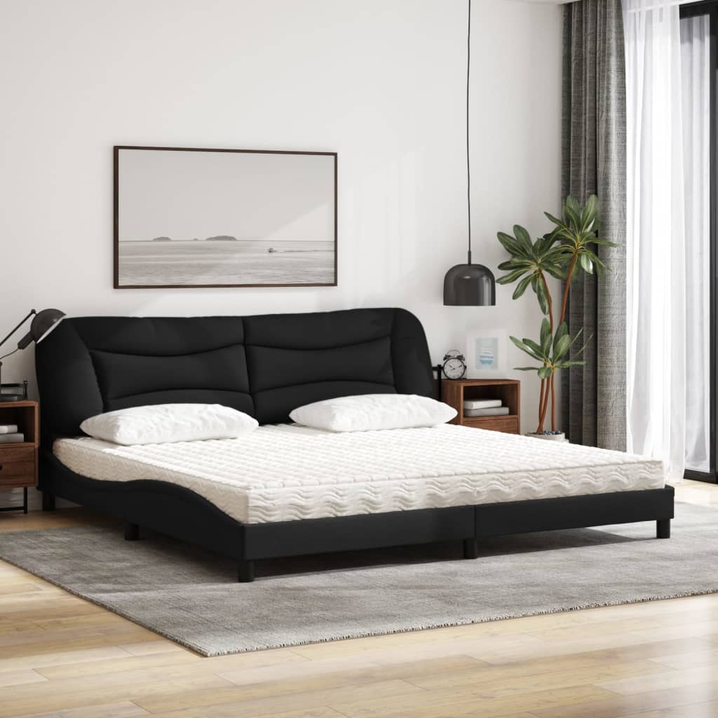 Letto con Materasso Hvar Nero 200x200 cm in Tessuto - homemem39
