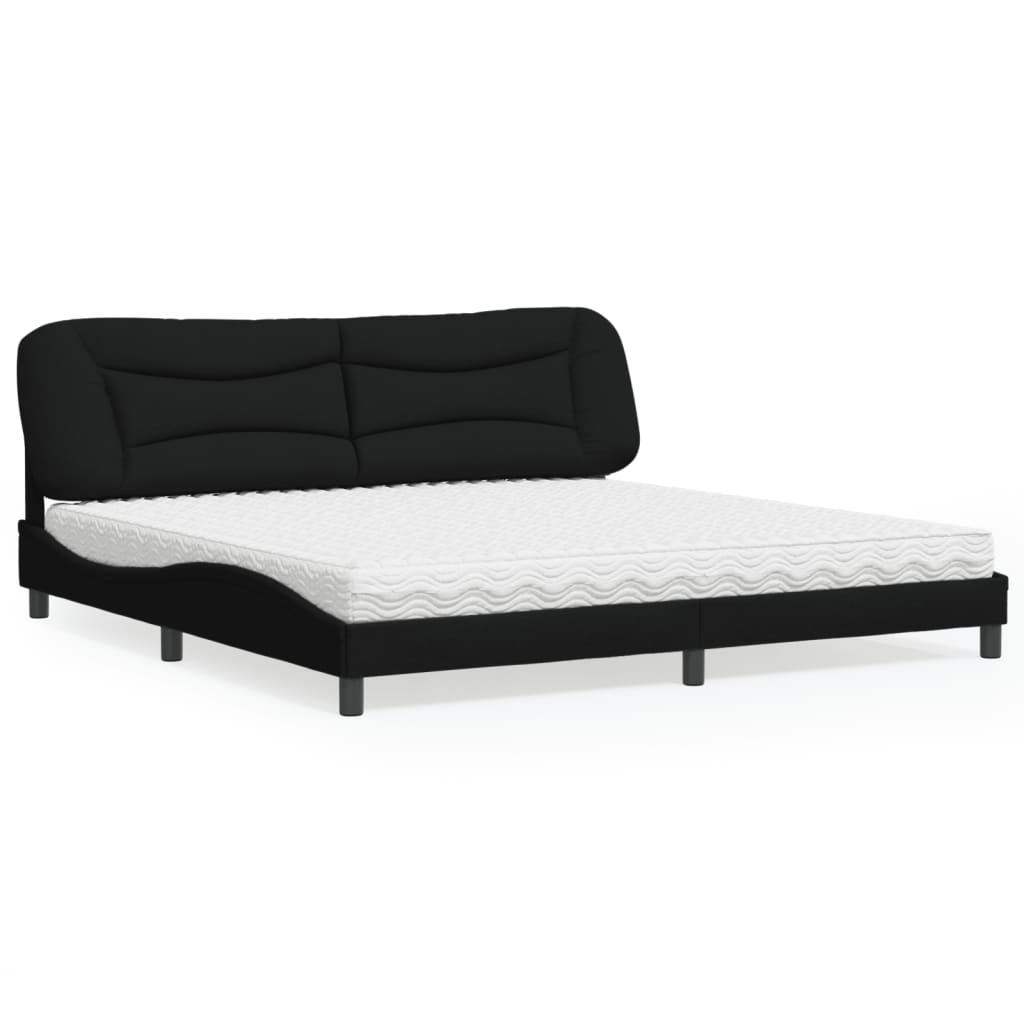 Letto con Materasso Hvar Nero 200x200 cm in Tessuto - homemem39