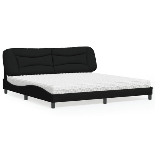 Letto con Materasso Hvar Nero 200x200 cm in Tessuto - homemem39