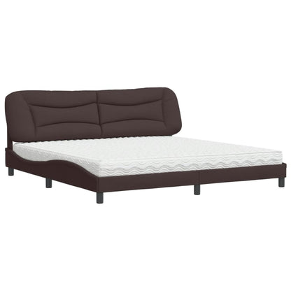 Letto con Materasso Hvar Marrone Scuro 200x200 cm in Tessuto - homemem39