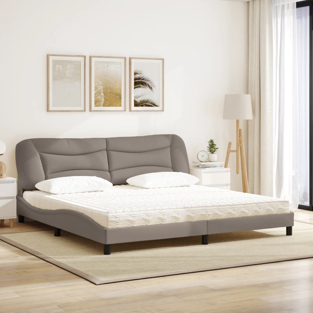 Letto con Materasso Hvar Tortora 200x200 cm in Tessuto | homemem39