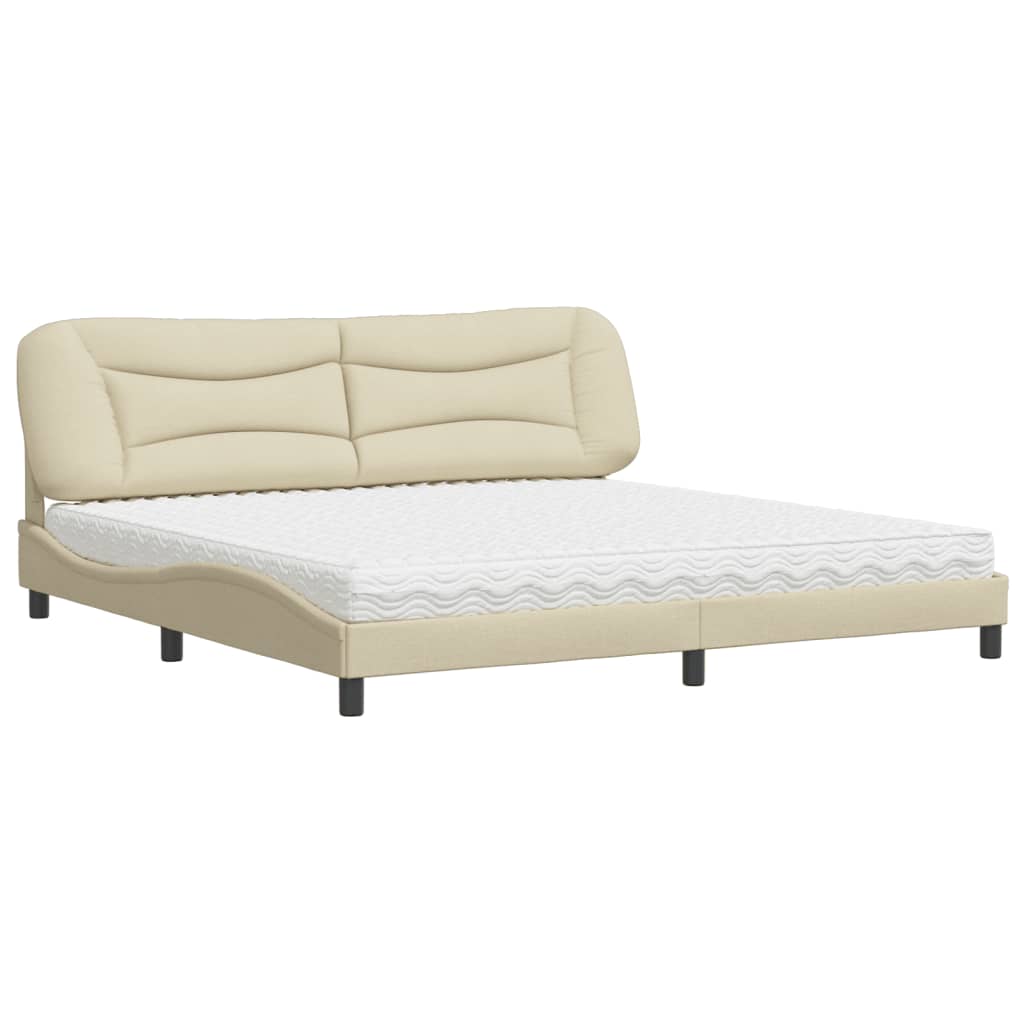 Letto con Materasso Hvar Crema 200x200 cm in Tessuto - homemem39