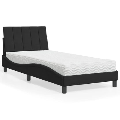 Letto con Materasso Hanko Nero 80x200 cm in Velluto - homemem39