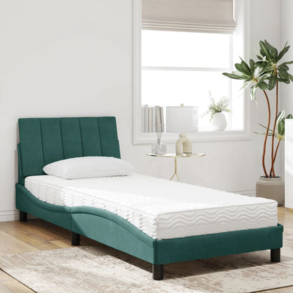Letto con Materasso Hanko Verde Scuro 80x200 cm in Velluto - homemem39