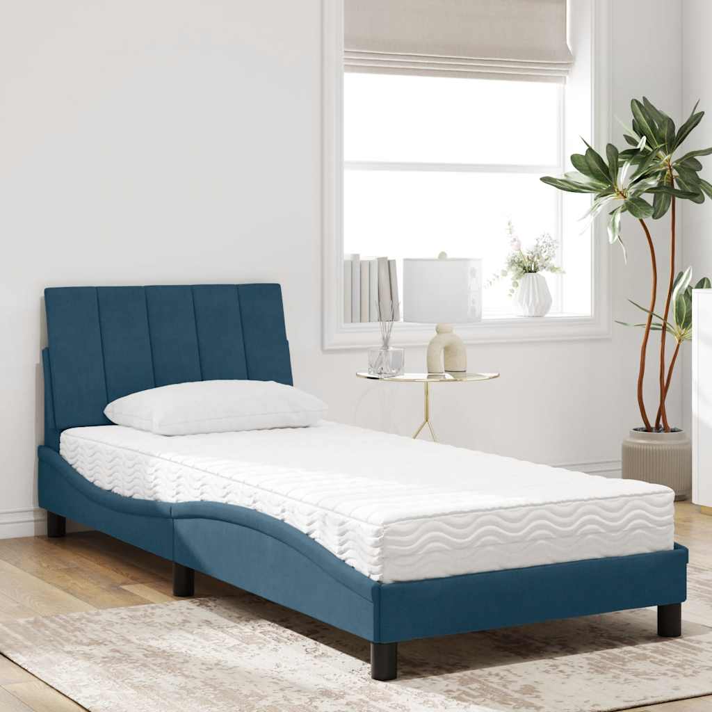 Letto con Materasso Hanko Blu 80x200 cm in Velluto | homemem39