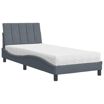 Letto con Materasso Hanko Grigio Scuro 90x190 cm in Velluto | homemem39