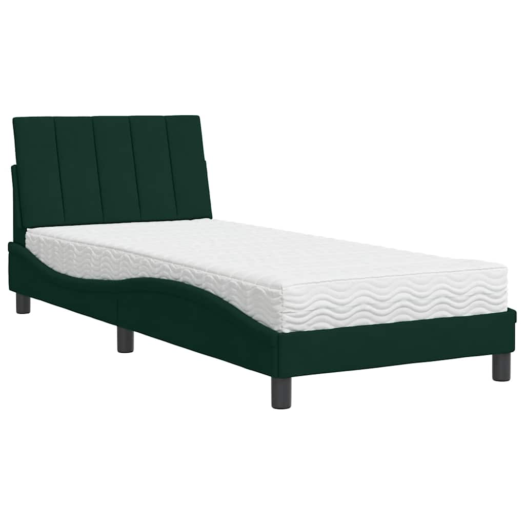 Letto con Materasso Hanko Verde Scuro 90x190 cm in Velluto | homemem39