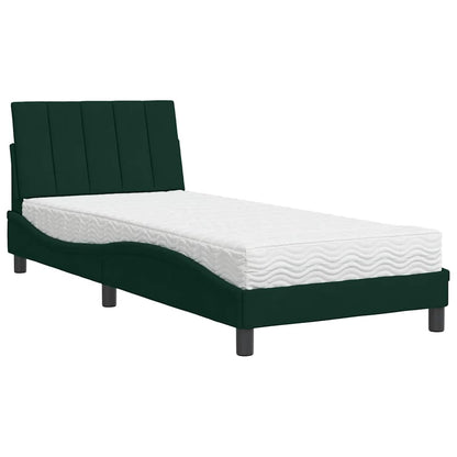 Letto con Materasso Hanko Verde Scuro 90x190 cm in Velluto | homemem39
