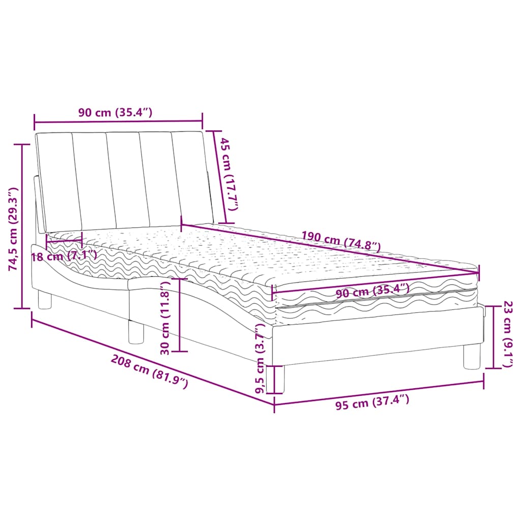 Letto con Materasso Hanko Verde Scuro 90x190 cm in Velluto | homemem39