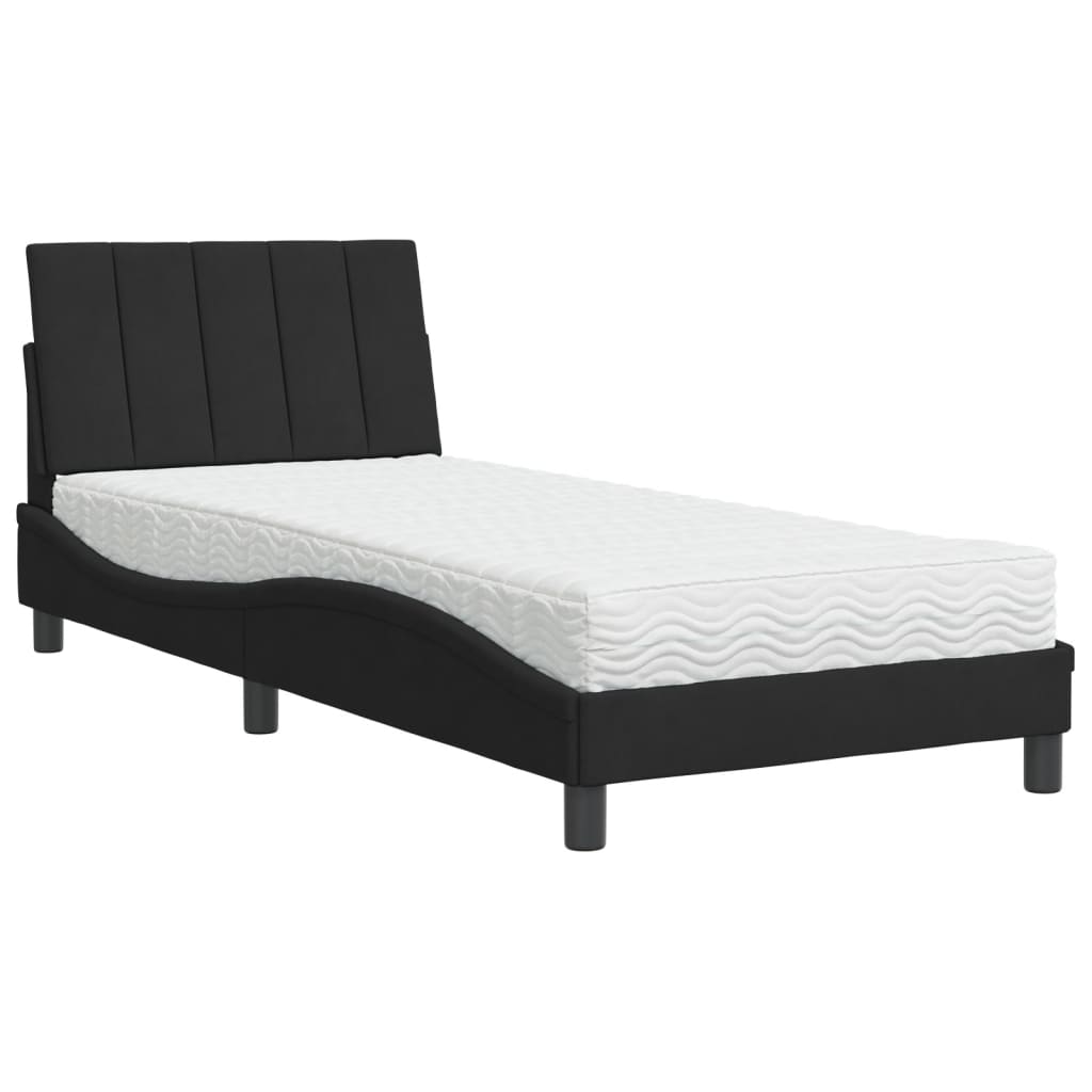 Letto con Materasso Hanko Nero 90x200 cm in Velluto - homemem39