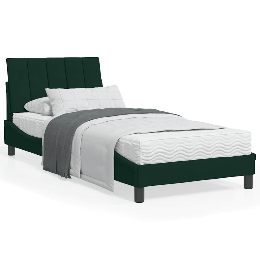Letto con Materasso Hanko Verde Scuro 90x200 cm in Velluto | homemem39
