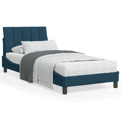Letto con Materasso Hanko Blu 90x200 cm in Velluto