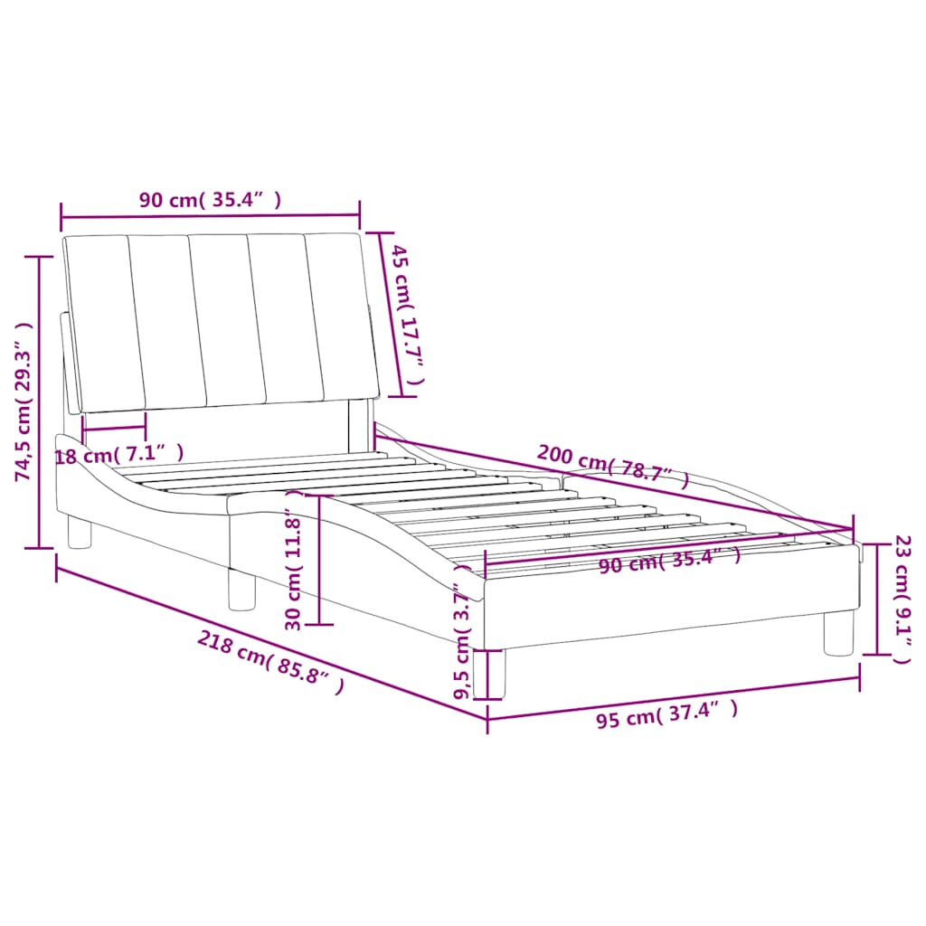 Letto con Materasso Hanko Blu 90x200 cm in Velluto | homemem39