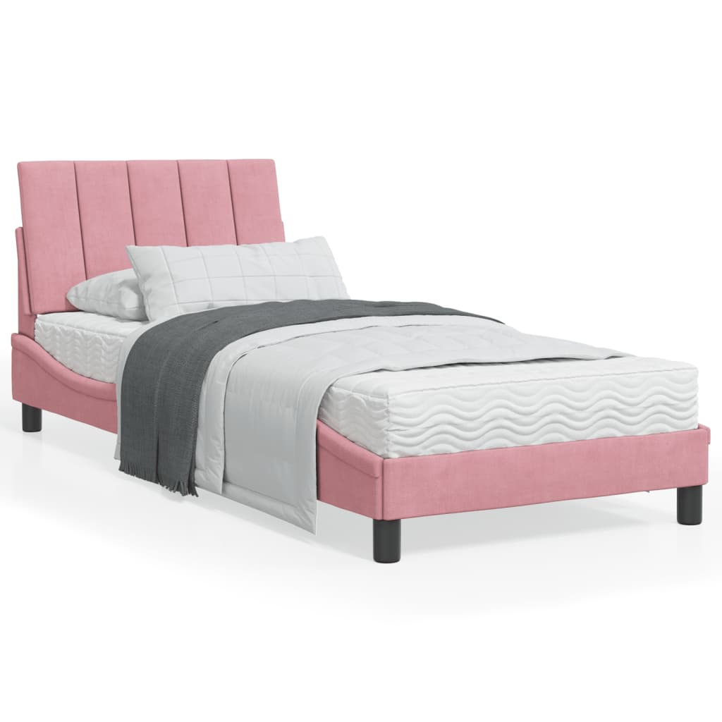 Letto con Materasso Hanko Rosa 90x200 cm in Velluto | homemem39