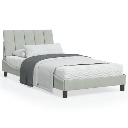 Letto con Materasso Hanko Grigio Chiaro 100x200 cm in Velluto - homemem39