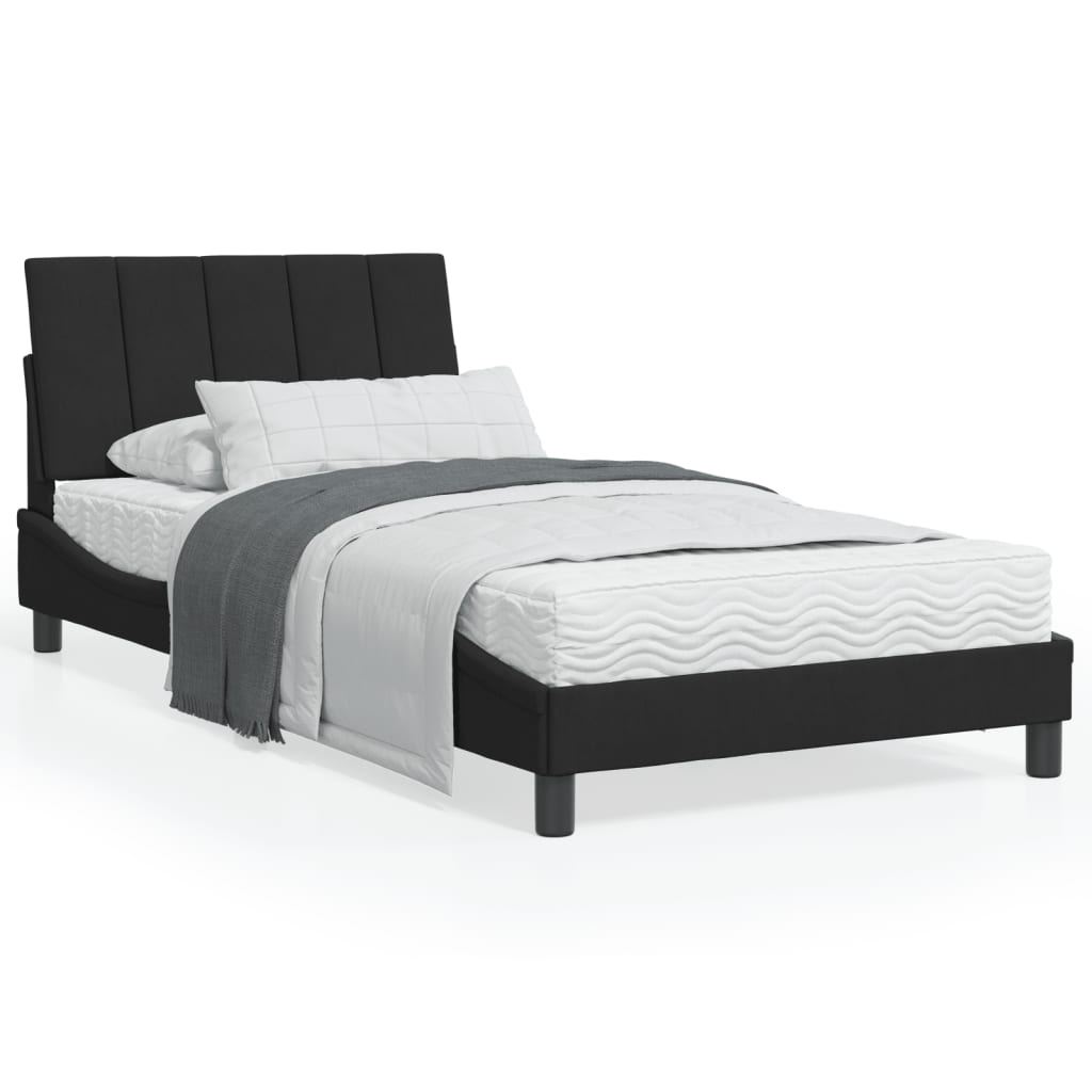Letto con Materasso Hanko Nero 100x200 cm in Velluto