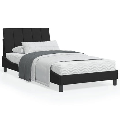 Letto con Materasso Hanko Nero 100x200 cm in Velluto