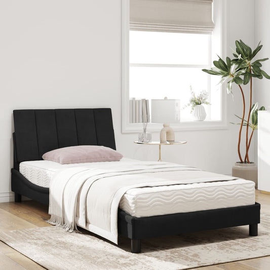 Letto con Materasso Hanko Nero 100x200 cm in Velluto - homemem39