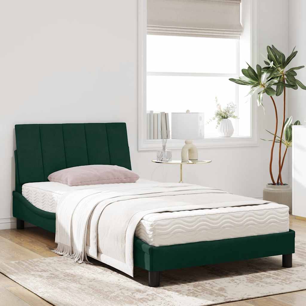 Letto con Materasso Hanko Verde Scuro 100x200 cm in Velluto | homemem39