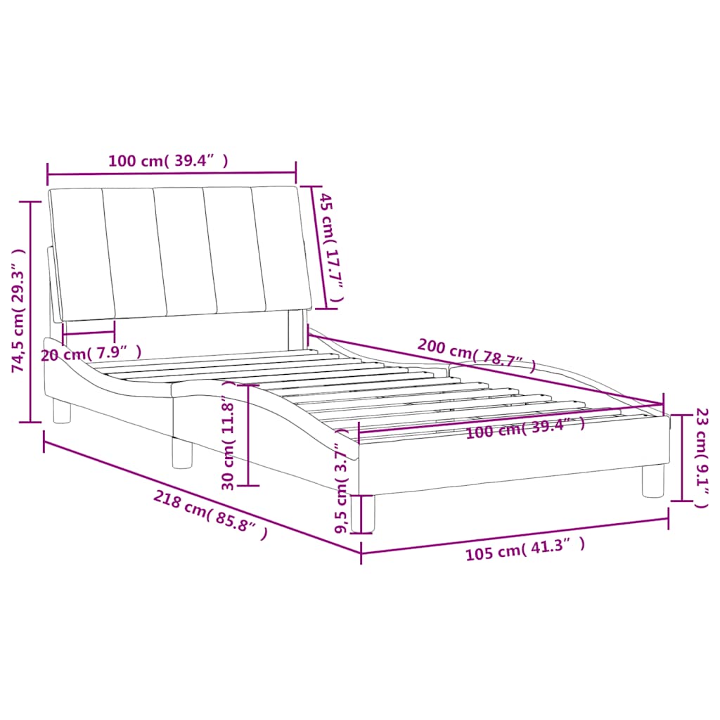 Letto con Materasso Hanko Verde Scuro 100x200 cm in Velluto | homemem39