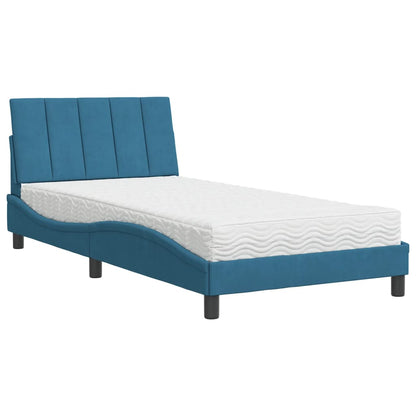 Letto con Materasso Blu 100x200 cm in Velluto - homemem39