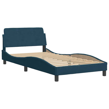 Letto con Materasso Hanko Blu 100x200 cm in Velluto