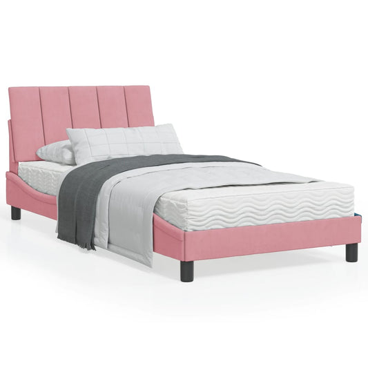 Letto con Materasso Hanko Rosa 100x200 cm in Velluto - homemem39